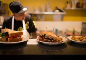 Sandwiches lined up at Beezy's Cafe downtown