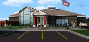 Rendering of proposed third Ypsilanti Library Branch on North Harris Road at MacArthur