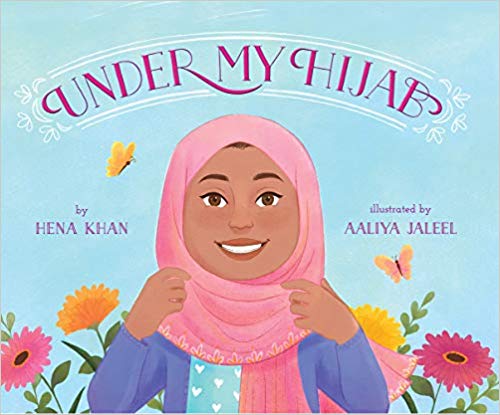 under my hijab cover art Young Muslim girl wearing a pink headscarf