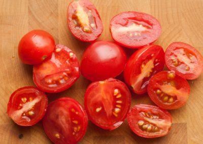 cherry tomatoes sliced in half