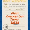 Graphic that says: 2025 wrapped Title: top check outs of 2025 Author: Ypsilanti District Library Most Checked Out items 2025 ypsilibrary.org | 734-482-4110